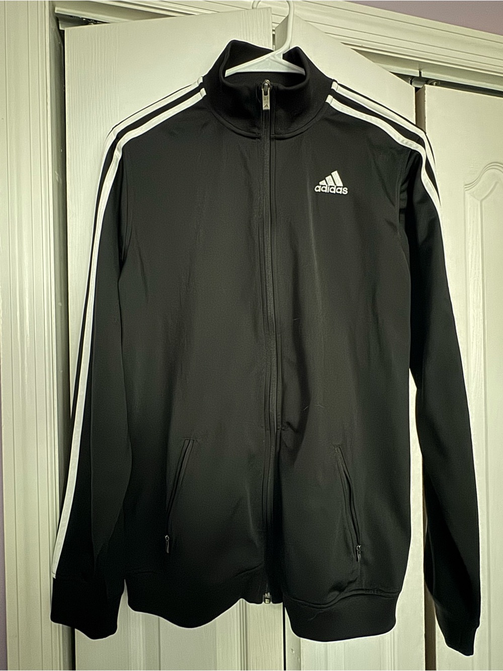 adidas Black Performance Track Jacket with White Stripes - size XL